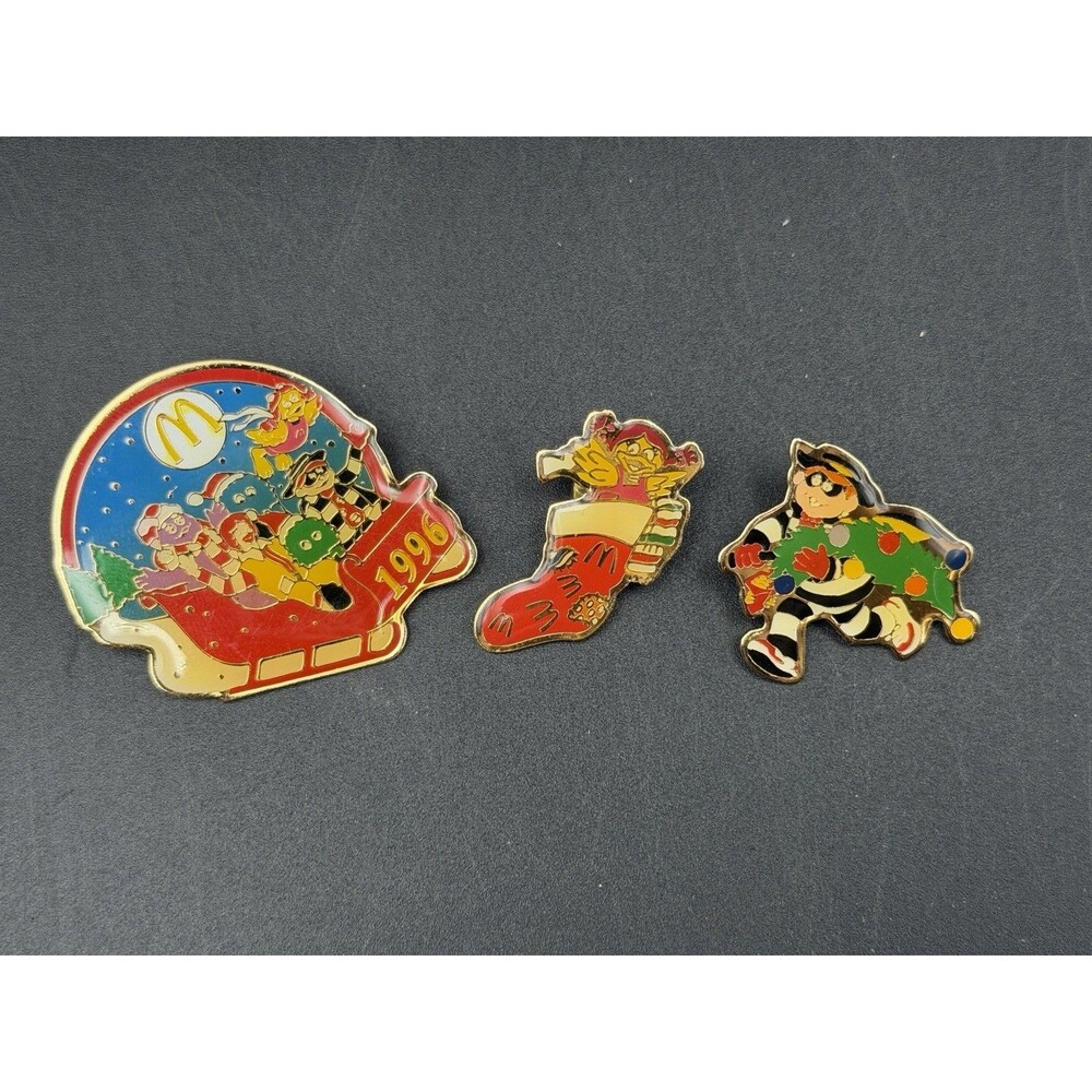 Vintage McDonald's Employee Lapel Pins Christmas/Holiday Lot Of 3